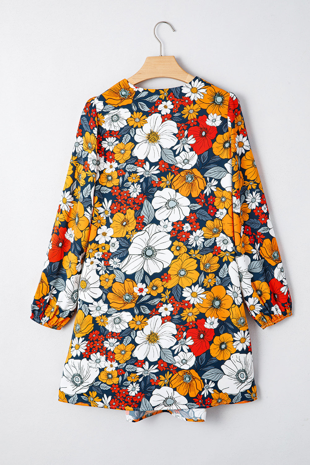 Blakely Floral Long Sleeve Mini Dress Threaded Pear