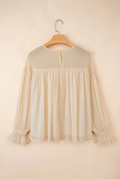 Mayaevi Sleeve Chiffon Blouse Long Sleeve Top