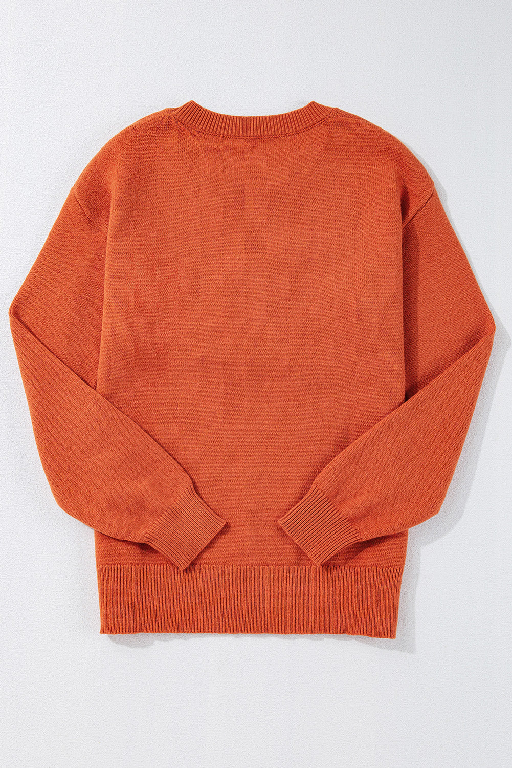 Boo Knitted Pattern Ribbed Edge Sweater Threaded Pear