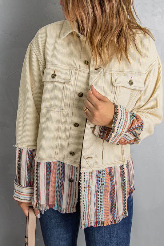 Lyla Button Up Corduroy Jacket Threaded Pear