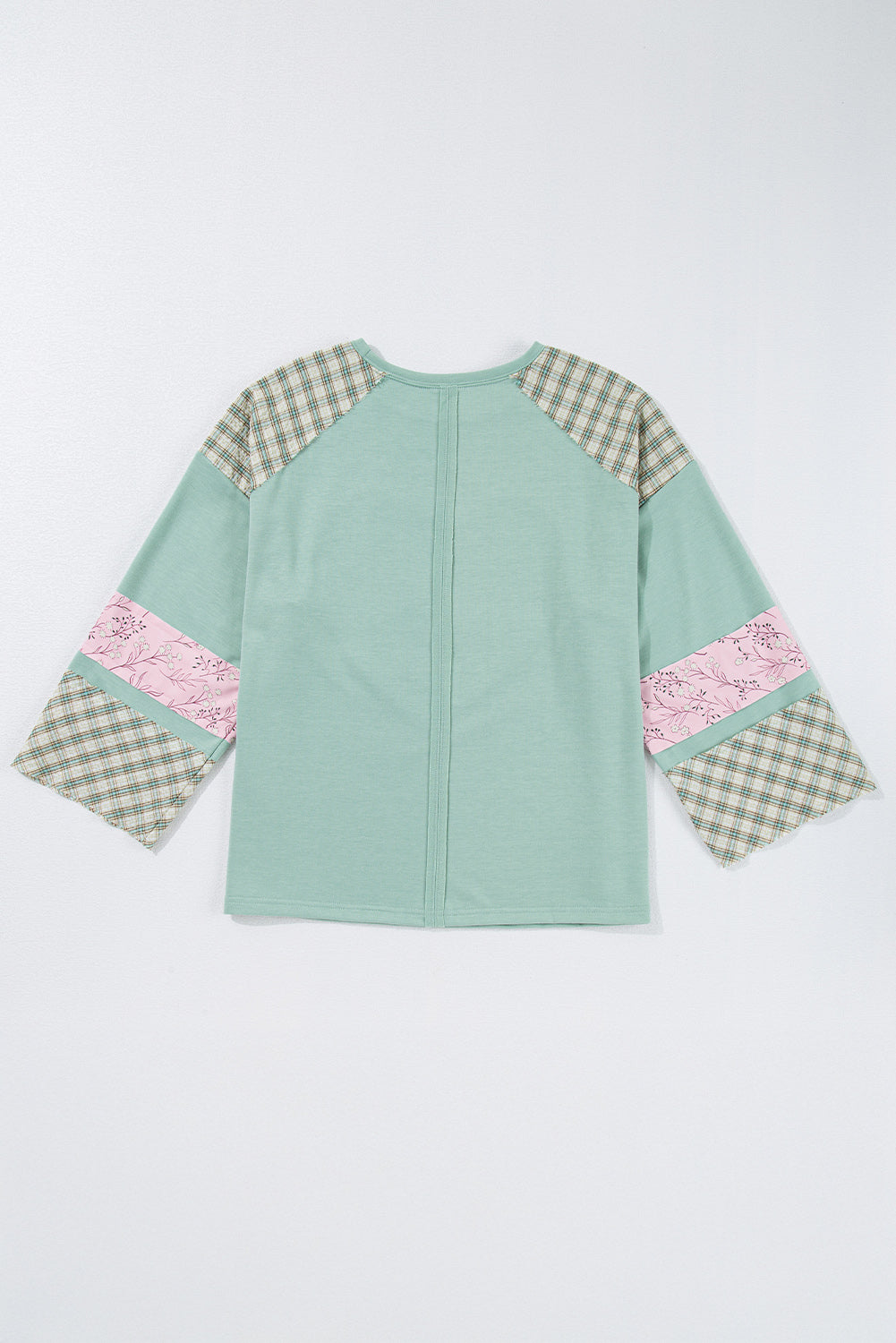 Emilia Plaid Floral Peace Heart Long Sleeve Top Threaded Pear