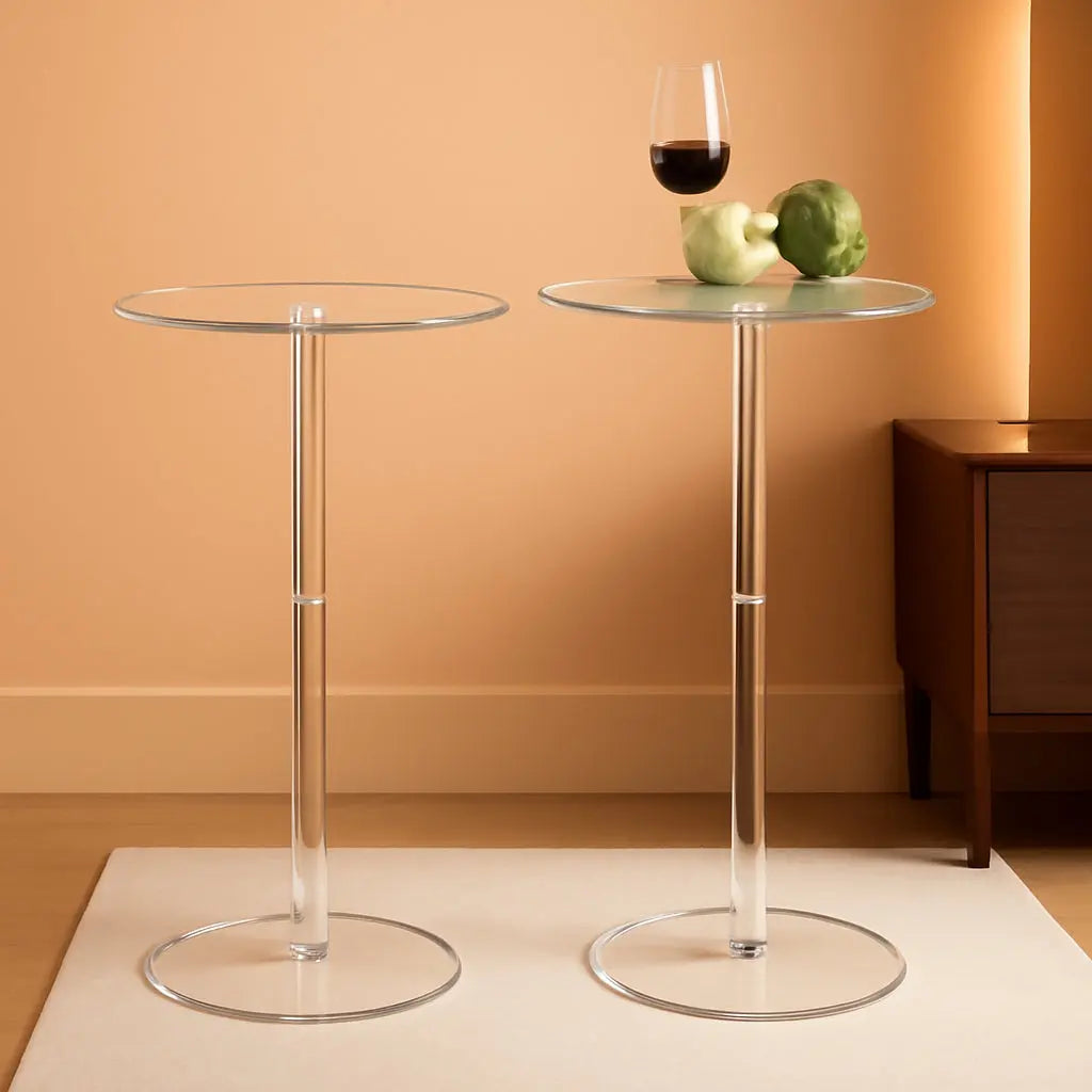 Two Piece Acrylic Side Tables Clear 10x10x24.2Inches-0