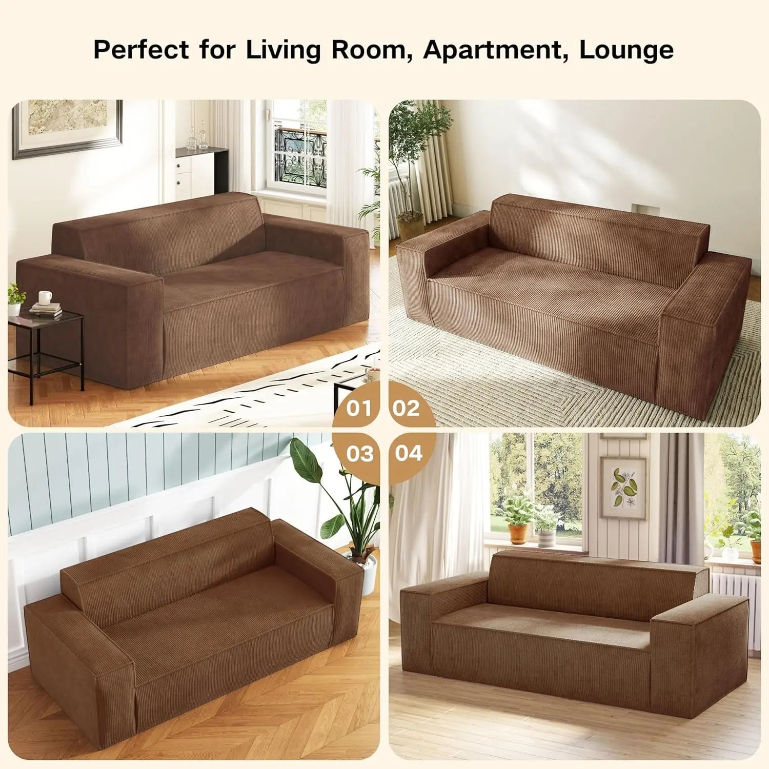 Sofa In A Box Memory Foam Brown Couch For Living Room ShipItFurniture