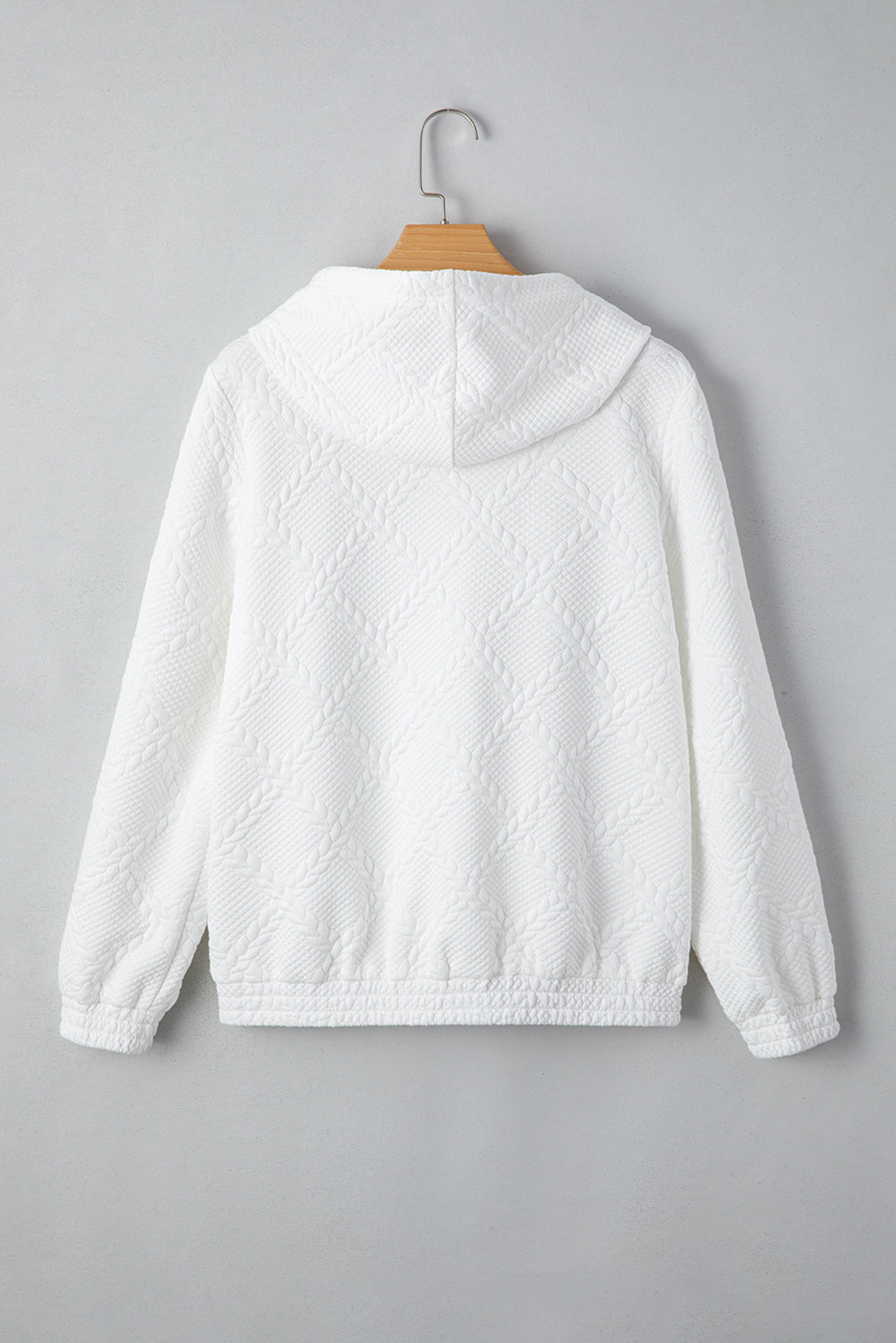Magnolia Cable Lattice Texture Kangaroo Pocket Hoodie - Get it from Bo