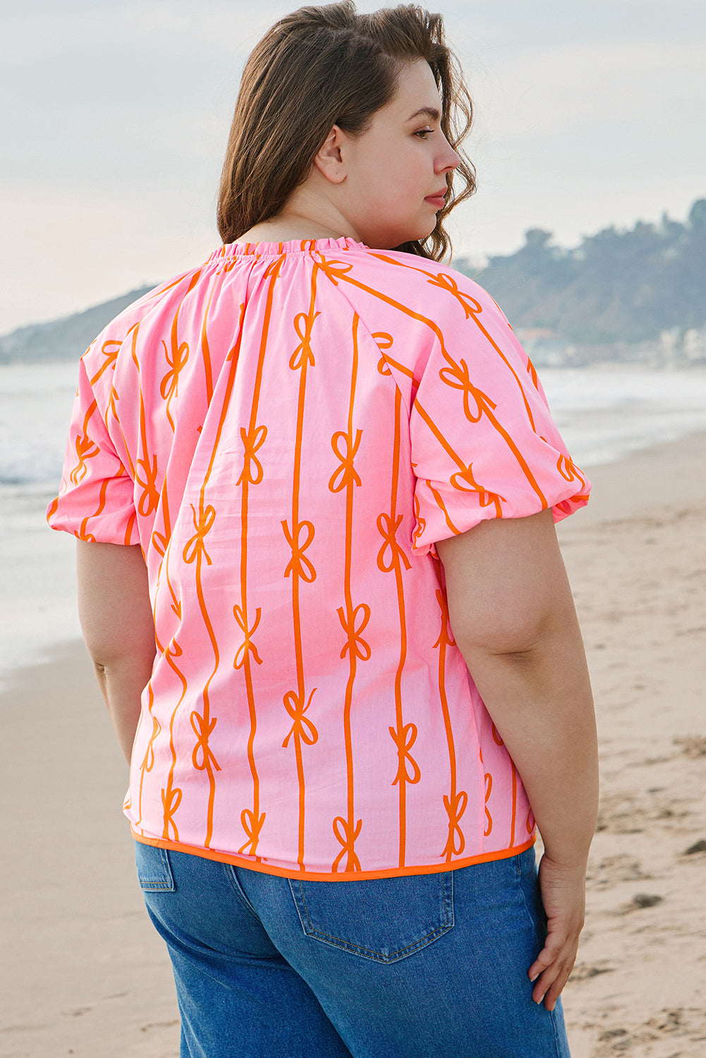 Sydney Plus Size Bowknot V Neck Blouse - Get it from Bo