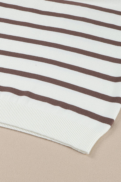 Iris Striped Zip Collared Loose Sweater Mini Dress