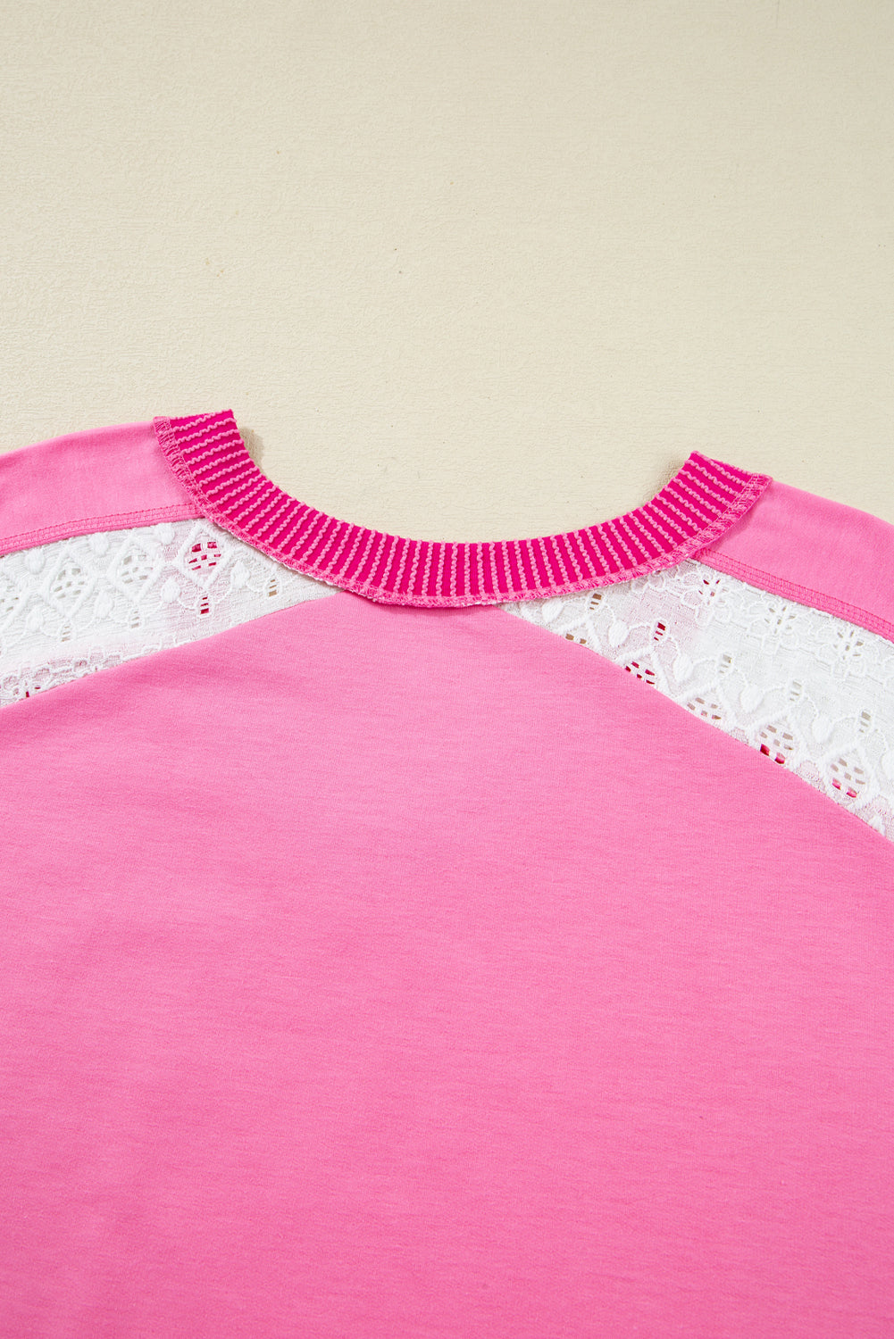 Bonbon Lace Striped Patchwork Long Sleeve Corded V Neck Plus Size Top