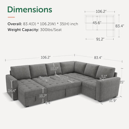 Modular Sectional Sofa Bed With Generous Understorage ShipItFurniture