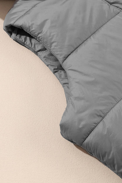 Black Hooded Long Quilted Vest PLUS Coat