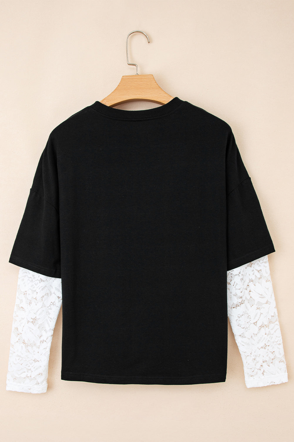 Hallie Lace Long Sleeve Insert Drop Shoulder Top Threaded Pear
