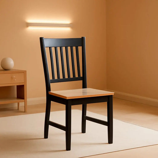 Wooden Dining Chairs Set of 4, Farmhouse Kitchen Chair with Rubber Wood Legs, Easy to Assemble Armless Dining Side Chairs, Dining Room Chairs, Black-0