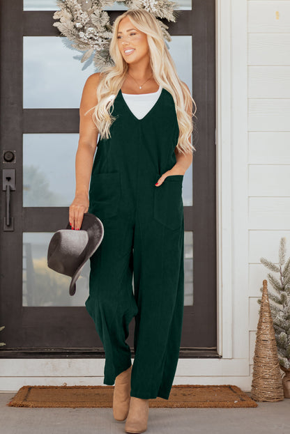 Elle Corduroy Patched Sleeveless Jumpsuit