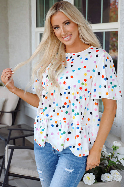 Keira Polka Dot Babydoll Blouse