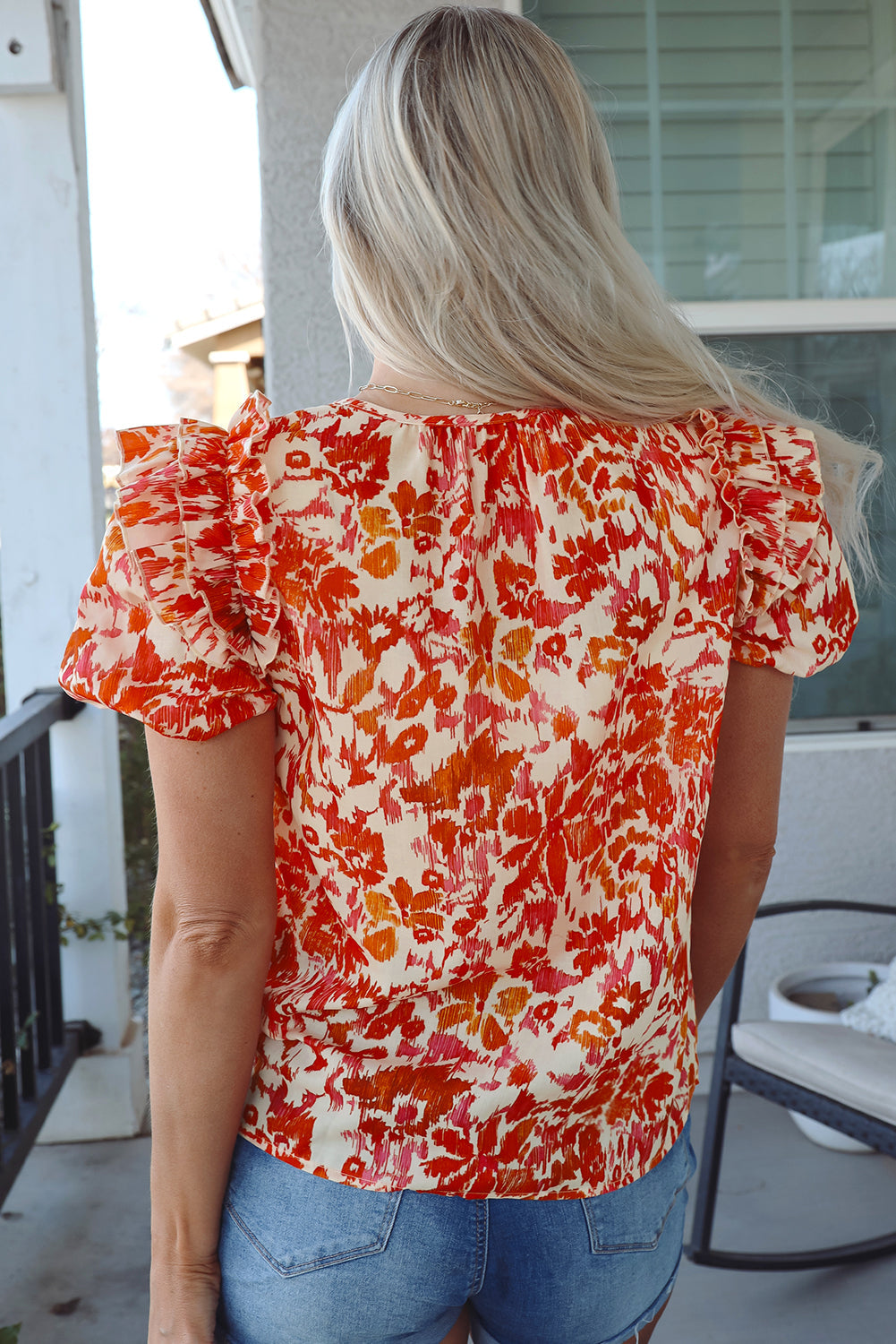 Margo Floral Split Neck Blouse
