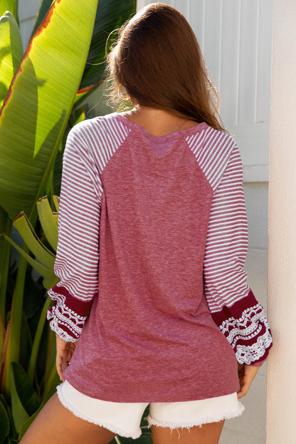 Kelsey Striped Raglan Long Sleeve Loose Top