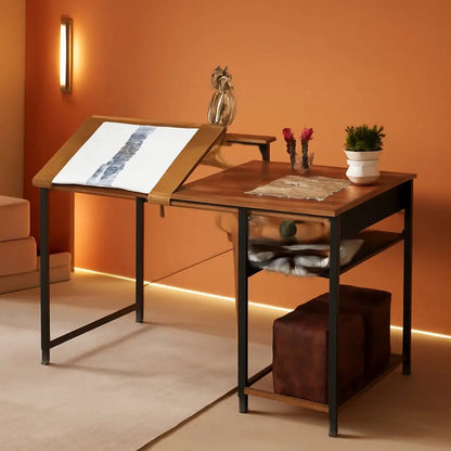 Adjustable Drafting Table with Storage Shelves and Drawer - Get it from Bo