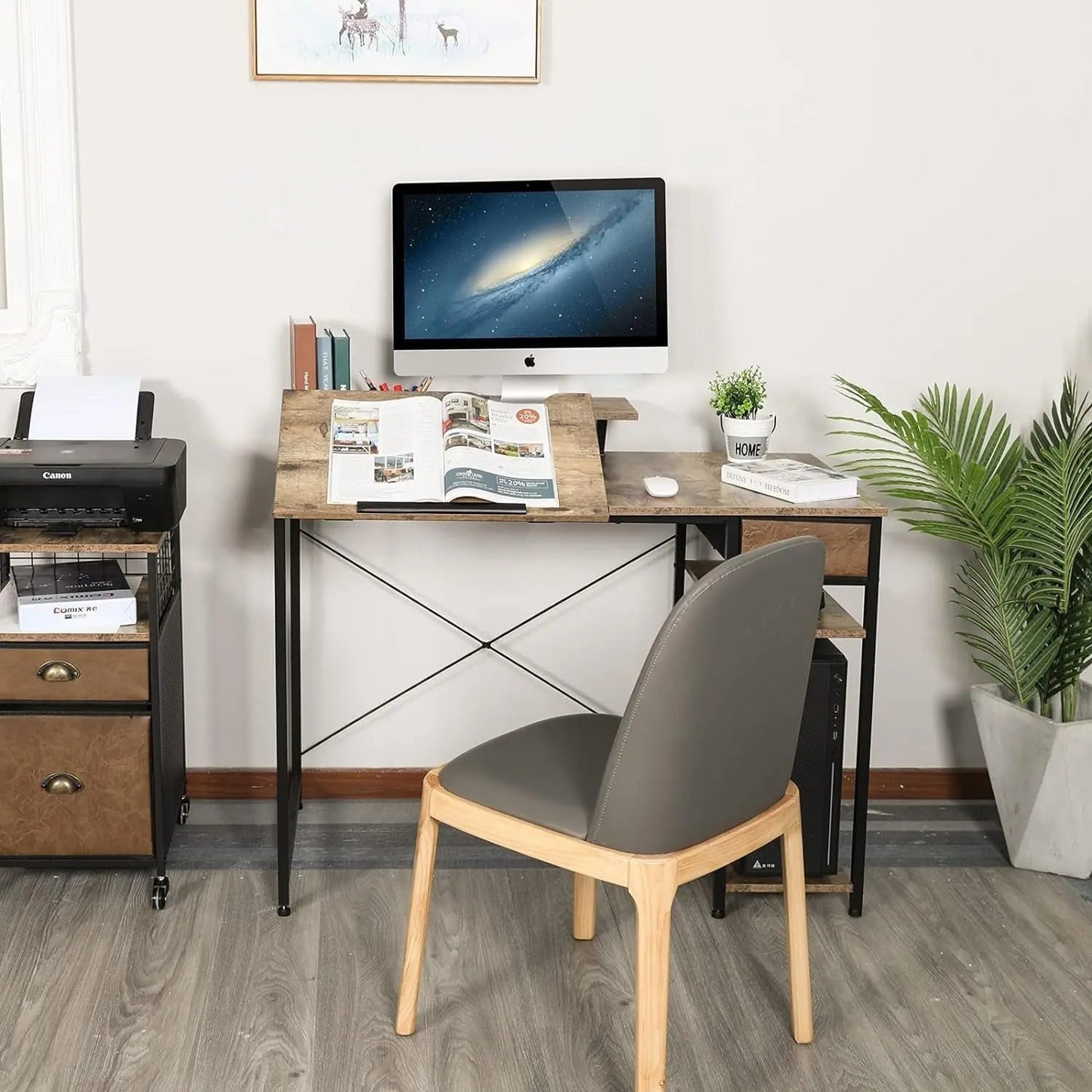 Adjustable Drafting Table with Storage Shelves and Drawer - Get it from Bo