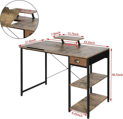 Adjustable Drafting Table with Storage Shelves and Drawer - Get it from Bo
