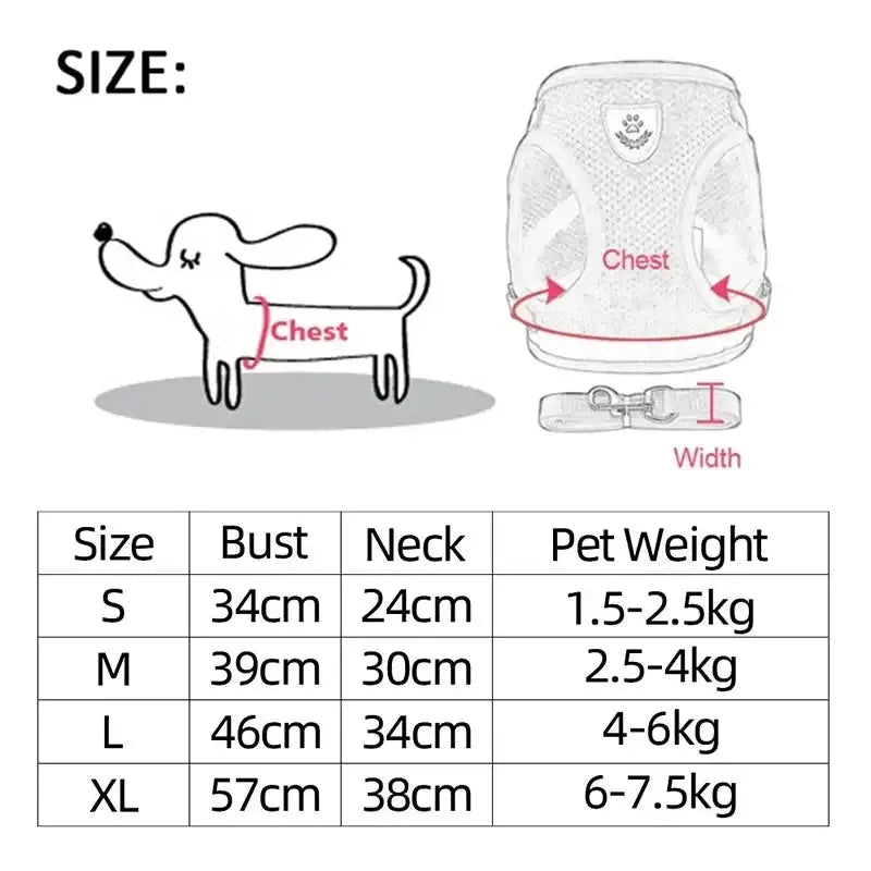 Adjustable Mesh Pet Harness with Leash, Polyester Vest Type Walking Strap for Small Medium Cats Dogs - Get it from Bo