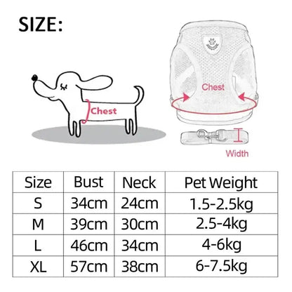 Adjustable Mesh Pet Harness with Leash, Polyester Vest Type Walking Strap for Small Medium Cats Dogs - Get it from Bo