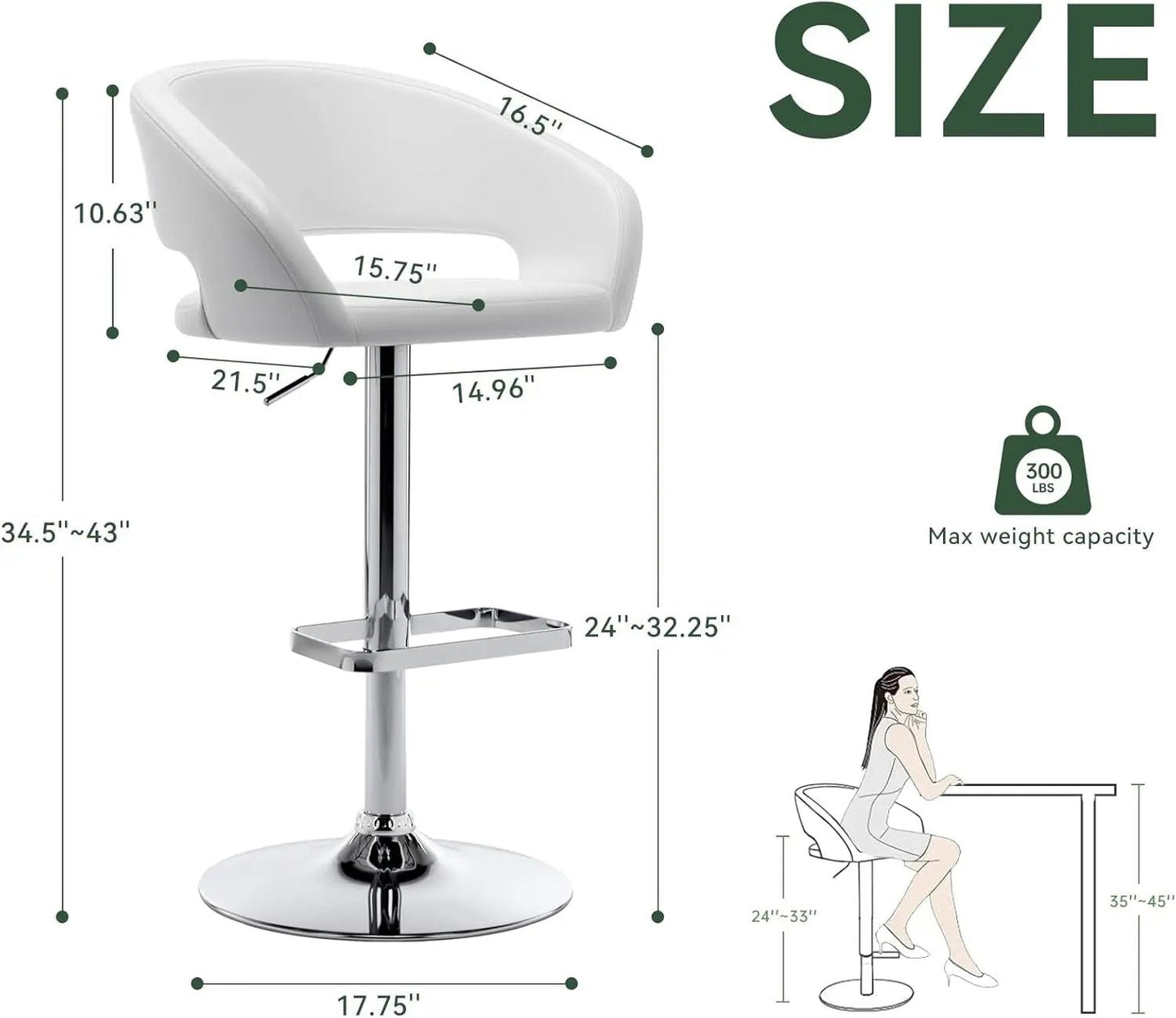 Adjustable Swivel Bar Stool with Arms and Footrest - Get it from Bo