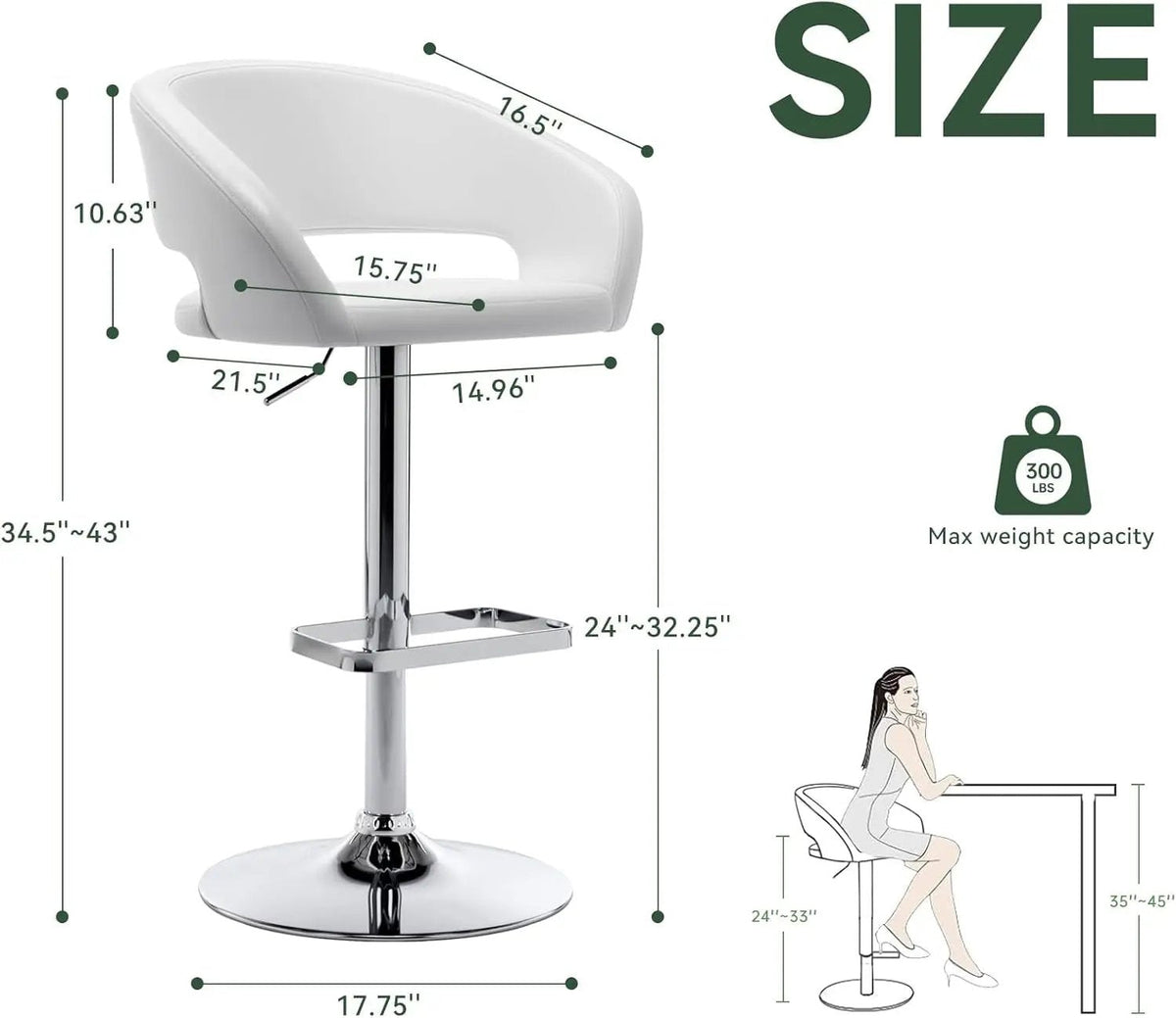Adjustable Swivel Bar Stool with Arms and Footrest - Get it from Bo