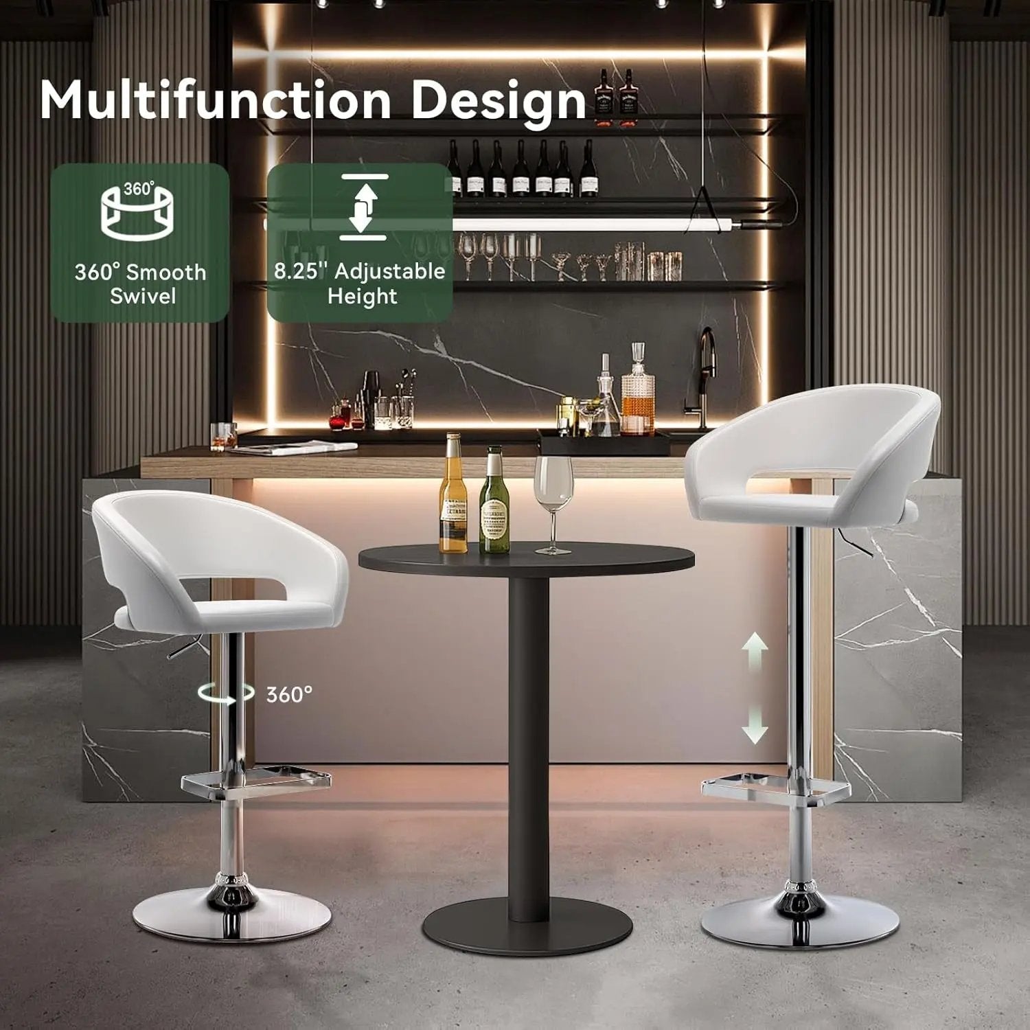 Adjustable Swivel Bar Stool with Arms and Footrest - Get it from Bo