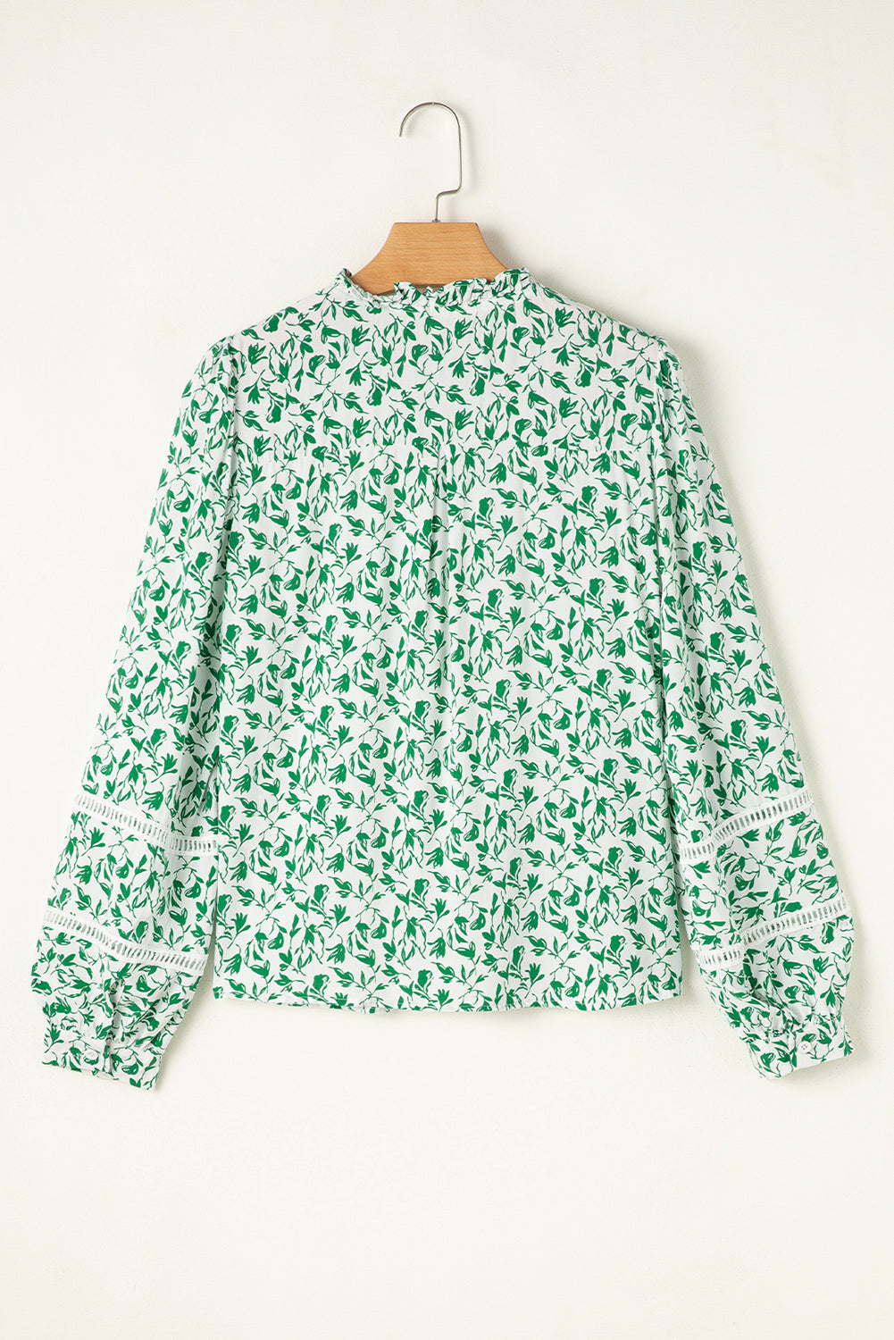Melanie Lace Floral Puff Sleeve Top Threaded Pear