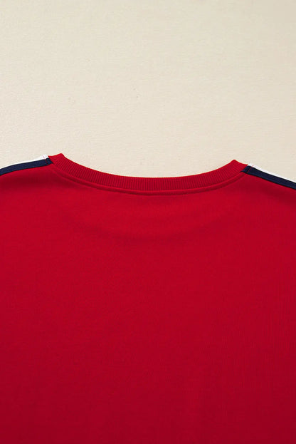 Seramya Striped Detail Varsity Sweatshirt