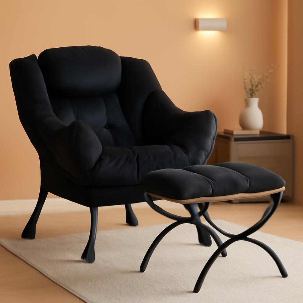 Large Upholstered Lounge Chair With Ottoman And Armrests ShipItFurniture