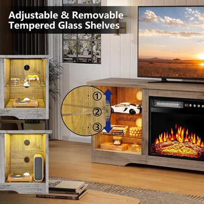 Fireplace TV Stand 18 Inch Electric Fireplace Gray