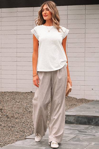 Ivy Lace Patchwork Cap Sleeve Round Neck Top