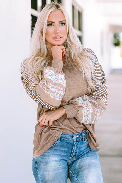 Harper Striped Patchwork Loose Long Sleeve Top