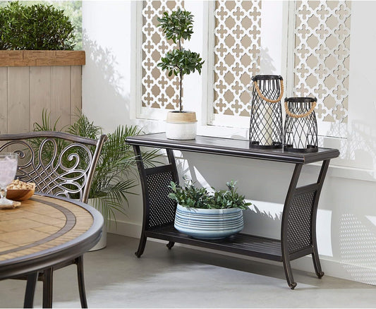 Elegant 50 Inch Outdoor Console Table with Shelves ShipItFurniture