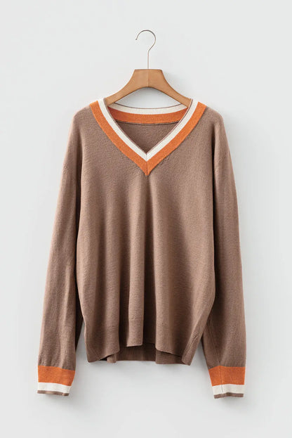 Scarlett Striped Trim Varsity Sweater