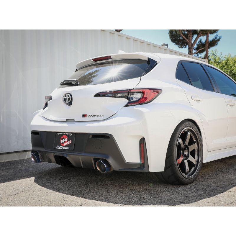 aFe 23-24 Toyota GR Corolla L3 1.6L (t) Gemini XV 3in to 2-1/2in Cat Back Exhaust w/ Blue Flame Tips NP Motorsports