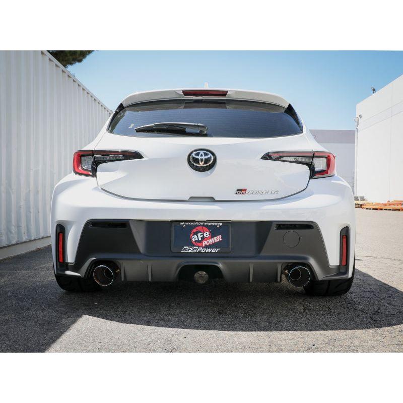 aFe 23-24 Toyota GR Corolla L3 1.6L (t) Gemini XV 3in to 2-1/2in Cat Back Exhaust w/ Blue Flame Tips NP Motorsports