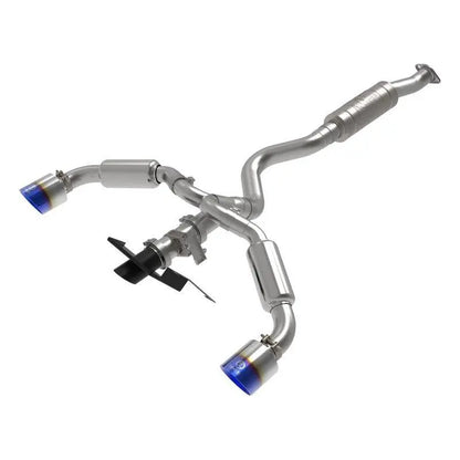 aFe 23-24 Toyota GR Corolla L3 1.6L (t) Gemini XV 3in to 2-1/2in Cat Back Exhaust w/ Blue Flame Tips NP Motorsports