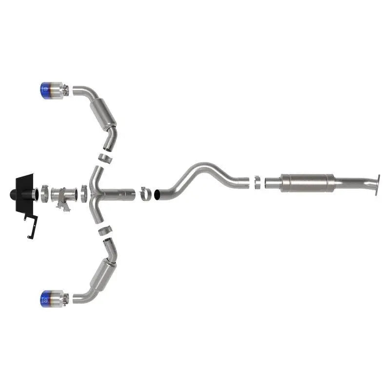 aFe 23-24 Toyota GR Corolla L3 1.6L (t) Gemini XV 3in to 2-1/2in Cat Back Exhaust w/ Blue Flame Tips - Get it from Bo