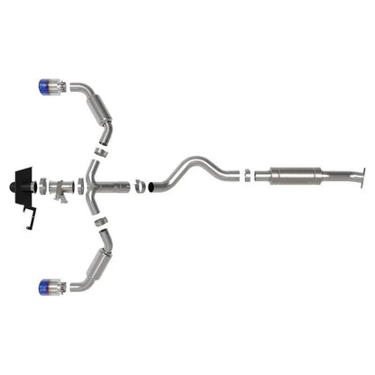 aFe 23-24 Toyota GR Corolla L3 1.6L (t) Gemini XV 3in to 2-1/2in Cat Back Exhaust w/ Blue Flame Tips NP Motorsports