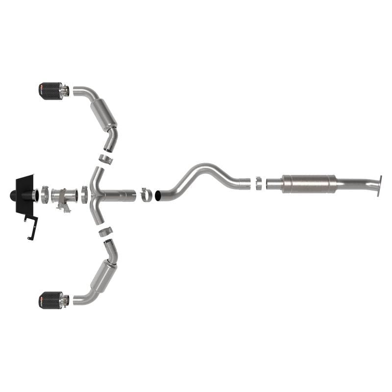 aFe 23-24 Toyota GR Corolla L3 1.6L (t) Gemini XV 3in to 2-1/2in CatBack Exhaust w/Carbon Fiber Tips NP Motorsports