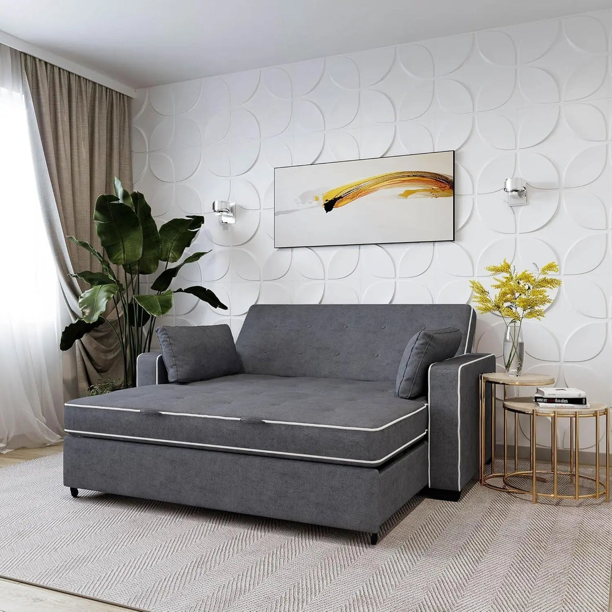 Ainsley Loveseat With Pull Out Sleeper Microfiber Charcoal - Get it from Bo