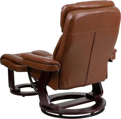 Allie Leathersoft Upholstered Recliner With Ottoman Brown - Get it from Bo