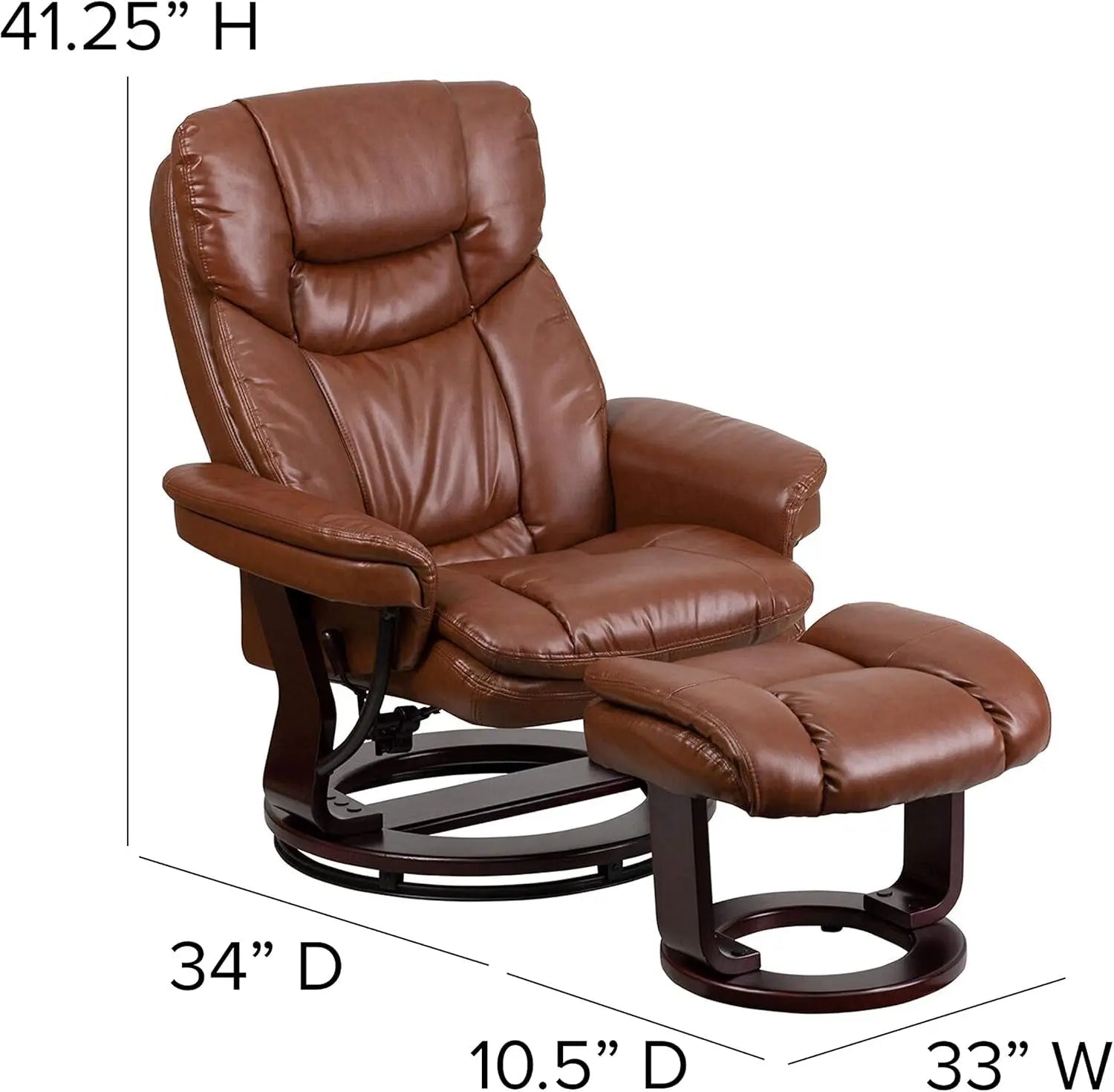 Allie Leathersoft Upholstered Recliner With Ottoman Brown - Get it from Bo