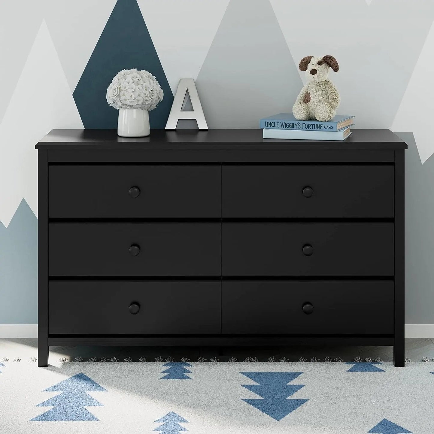 Alpine 6 Drawer Double Dresser (Black) – GREENGUARD Gold Certified, Dresser for Nursery, 6 Drawer Dresser, Kids Dresser, Nursery Dresser Drawer Organizer, Chest of Drawers - Get it from Bo