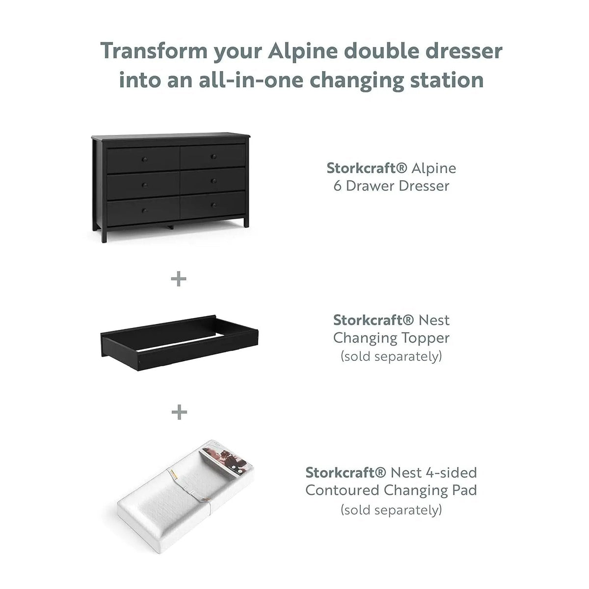 Alpine 6 Drawer Double Dresser (Black) – GREENGUARD Gold Certified, Dresser for Nursery, 6 Drawer Dresser, Kids Dresser, Nursery Dresser Drawer Organizer, Chest of Drawers - Get it from Bo