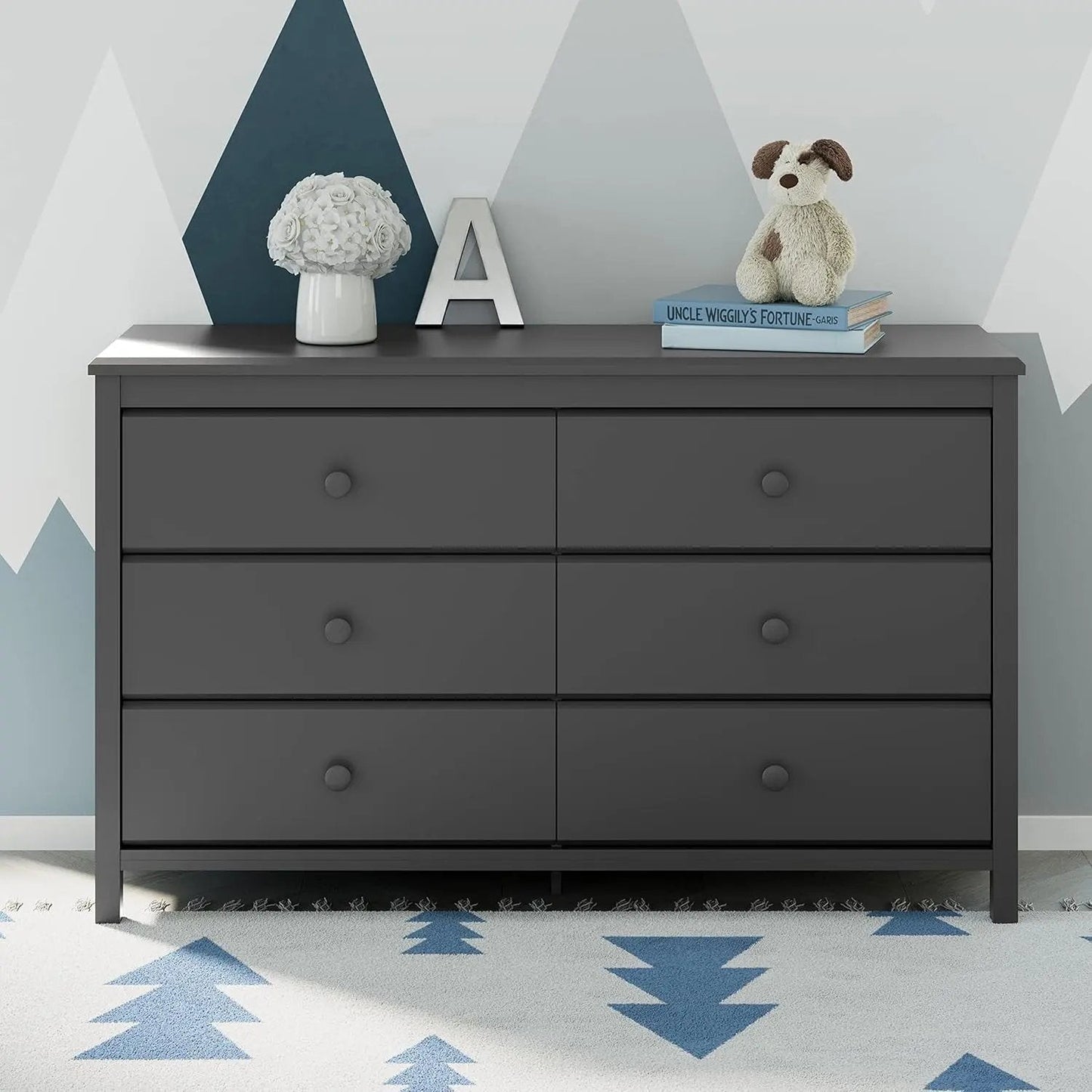 Alpine 6 Drawer Double Dresser (Gray) – GREENGUARD Gold Certified, Dresser for Nursery, 6 Drawer Dresser, Kids Dresser, Nursery Dresser Drawer Organizer, Chest of Drawers - Get it from Bo