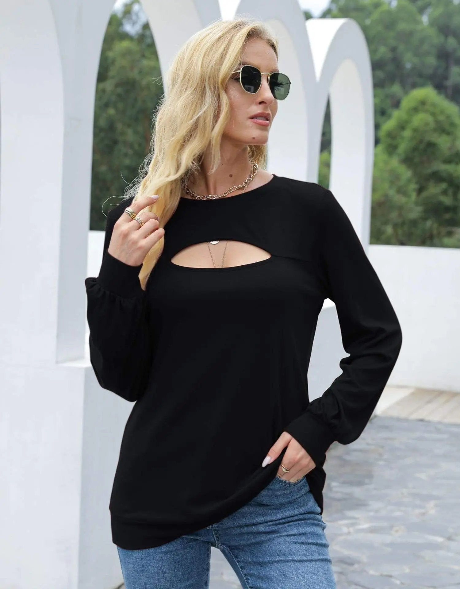Cut Out Pullover Long Sleeve Anna-Kaci Wholesale
