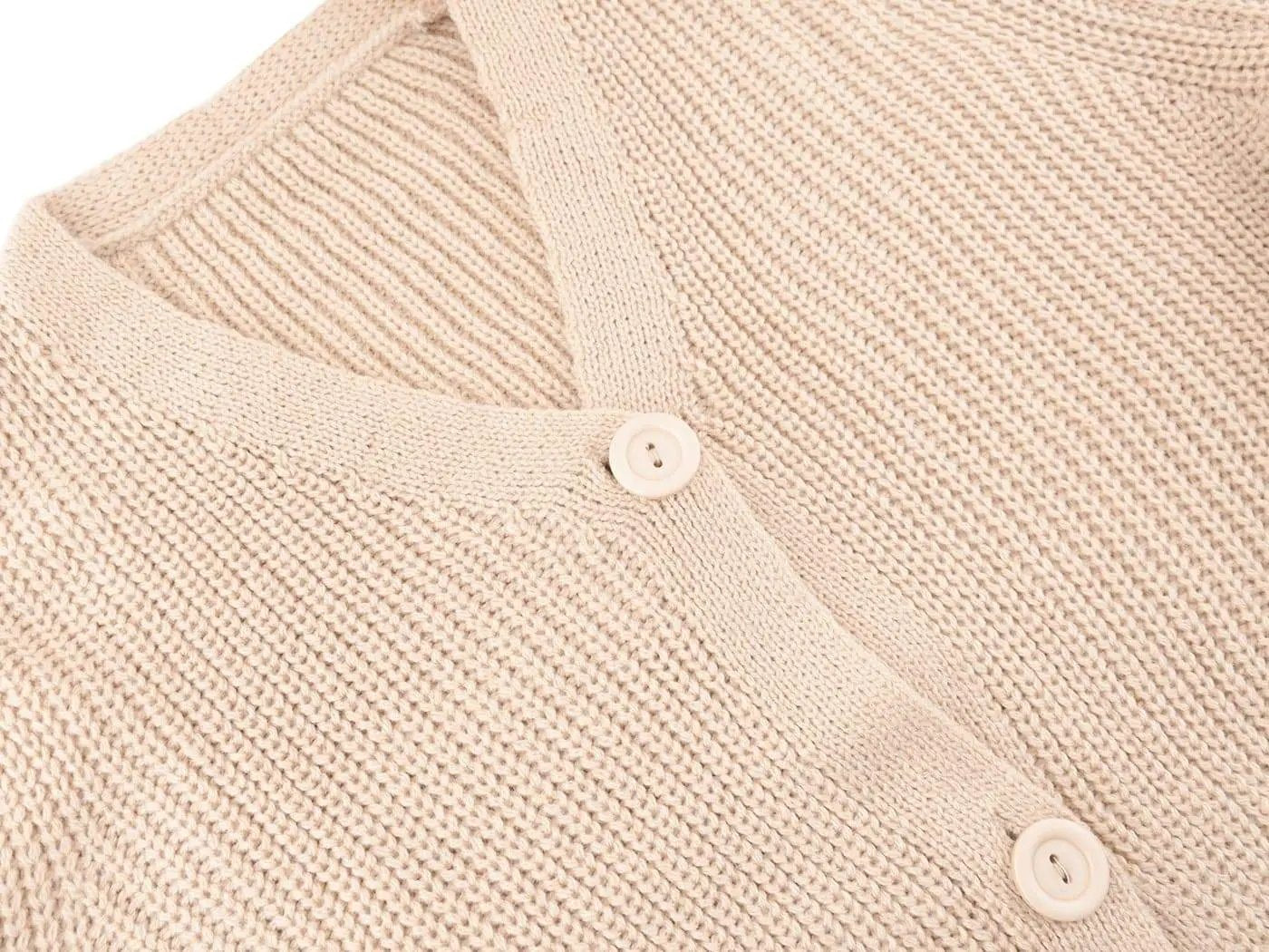 Women Lantern Sleeve Cardigan Button Down Open Front Knit Sweater Coat