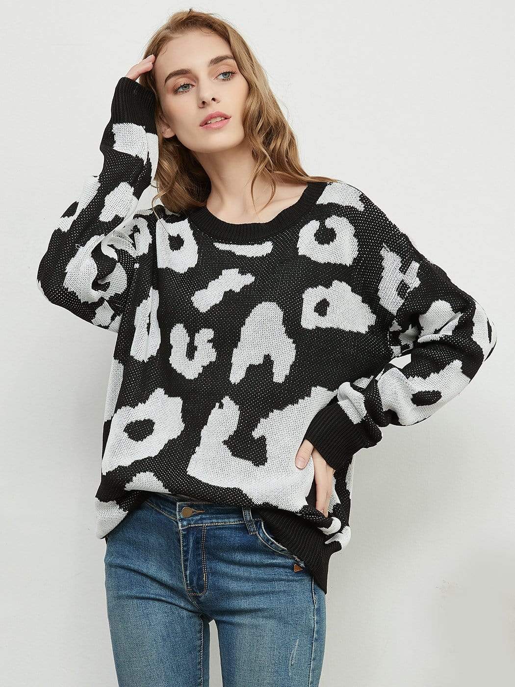 Leopard Print Sweater Anna-Kaci Wholesale